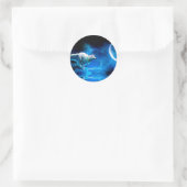 Sticker Rond Indian wolf and the full moon (Sac)