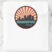 Sticker Rond Indianapolis Indiana State Skyline Retro 80s (Sac)