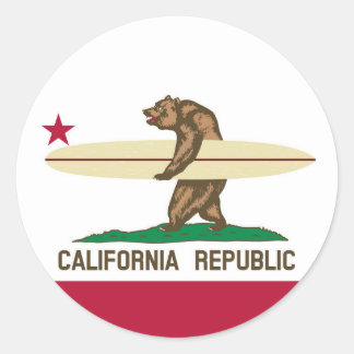 Sticker Rond Indicateur California Surfer Bear