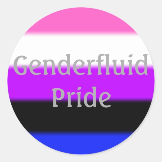 Sticker Rond Indicateur de la fierté genderfluide (texte) (Devant)
