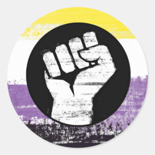 Sticker Rond Indicateur de manifestation non binaire peinte