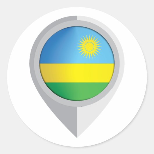 Sticker Rond Indicateur d'emplacement de la broche du Rwanda (Devant)