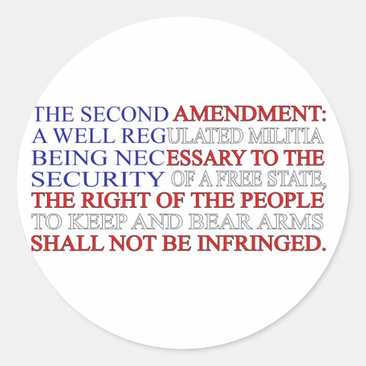 Sticker Rond Indicateur du deuxième amendement (Devant)