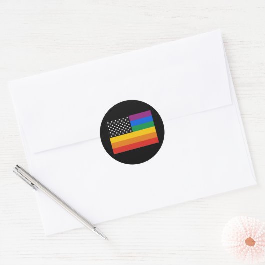 Sticker Rond Indicateur gay pride (Enveloppe)
