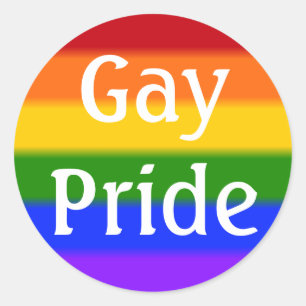 Sticker Rond Indicateur Gay pride (texte)