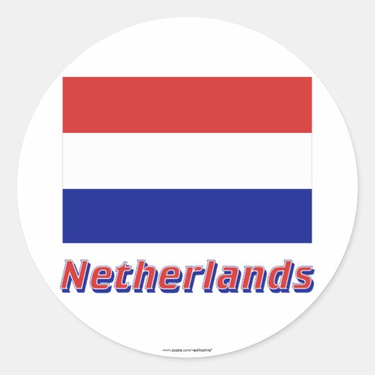 Sticker Rond Indicateur Pays-Bas avec nom (Devant)