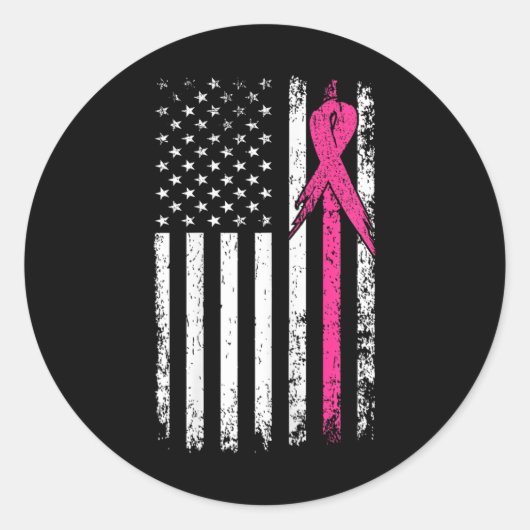 Sticker Rond Indicateur Pink Ribbon Mois de sensibilisation au  (Devant)