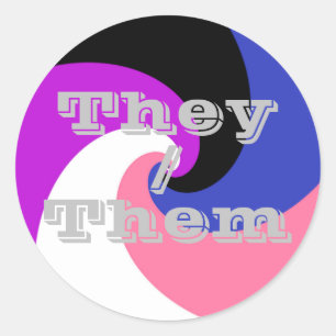 Sticker Rond Indicateur Pronoun Spiral Genderfluide