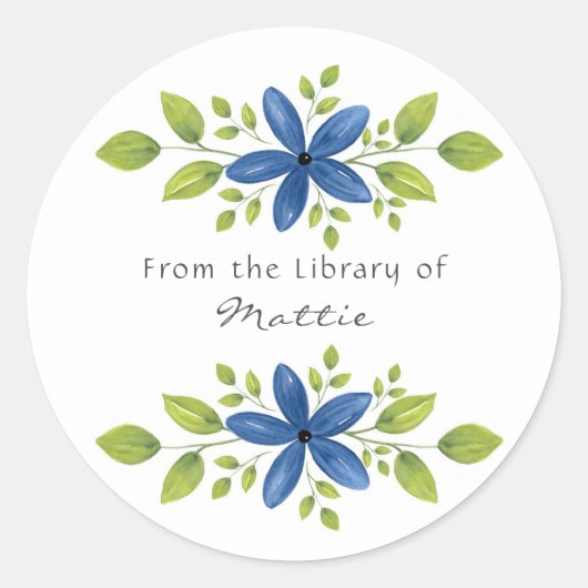 Sticker Rond Indigo Aquarelle Florale Swag 2 (Devant)