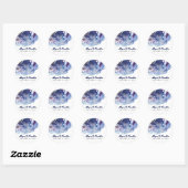 Sticker Rond Indigo Blue Modern Watercolor Crystals Mariage (Feuille)