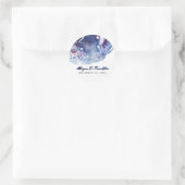 Sticker Rond Indigo Blue Modern Watercolor Crystals Mariage (Sac)