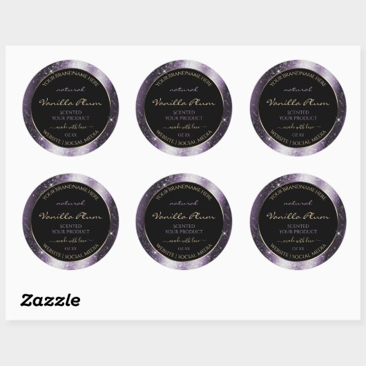 Sticker Rond Indigo Blue Sparkle Parties scintillant cadre Étiq (Feuille)