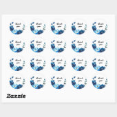 Sticker Rond Indigo Blue Watercolor Floral merci pour (Feuille)