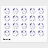 Sticker Rond Indigo Boho Floral Frame Mariage (Feuille)