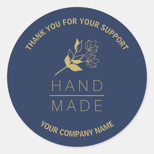 Sticker Rond Indigo Botanical Simple Minimalist Handmade  (Devant)