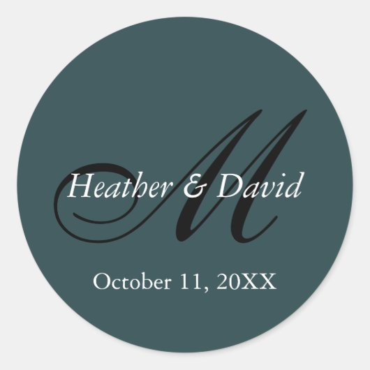 Sticker Rond Indigo Color Stylo mignon Monogram Mariage (Devant)