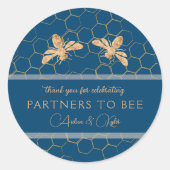 Sticker Rond Indigo & Honeycomb Golden Bee Wedding shower (Devant)
