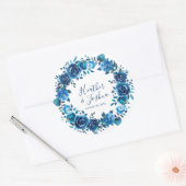 Sticker Rond Indigo Mood Floral Mariage (Enveloppe)