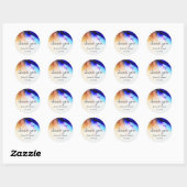 Sticker Rond Indigo Orange Abstrait Mariage Merci (Feuille)