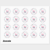 Sticker Rond Indigo Pink Turquoise Confetti Anniversaire Merci (Feuille)