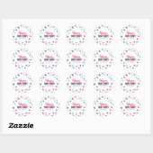 Sticker Rond Indigo Pink Turquoise Confetti Joyeux anniversaire (Feuille)