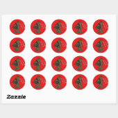 Sticker Rond Indonesi Shadow Puppet Hohoho Design sur toile rou (Feuille)
