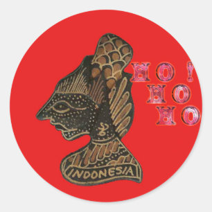 Sticker Rond Indonesi Shadow Puppet Hohoho Design sur toile rou