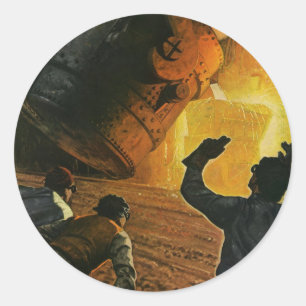 Sticker Rond Industrie vintage, Fabrication d'acier