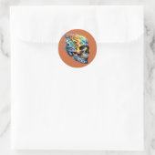 Sticker Rond Inferno Waves Skull (Sac)
