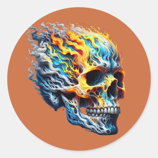 Sticker Rond Inferno Waves Skull (Devant)