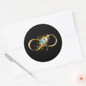 Sticker Rond Infinité avec plume de paon doré (Enveloppe)