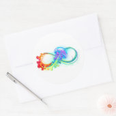 Sticker Rond Infinity avec Rainbow Jellyfish (Enveloppe)