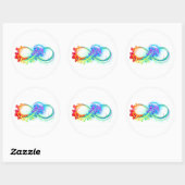 Sticker Rond Infinity avec Rainbow Jellyfish (Feuille)