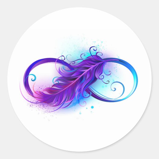 Sticker Rond Infinity with purple feather (Devant)