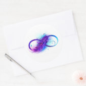 Sticker Rond Infinity with purple feather (Enveloppe)