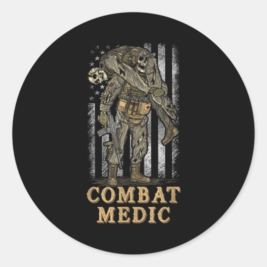 Sticker Rond Infirmier de combat 68w Vétéran Doc (Devant)