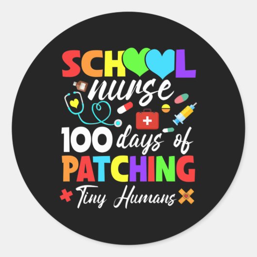 Sticker Rond Infirmière 100 Jours De Patching Minuscules Humain (Devant)