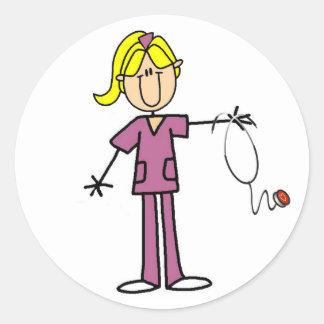 Sticker Rond Infirmière à silice féminine blonde