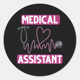 Sticker Rond Infirmière adjointe Médicale Stethoscope