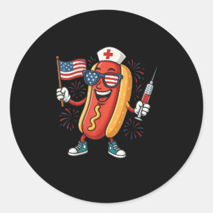 Sticker Rond Infirmière anesthésistes 4 juillet drôle American