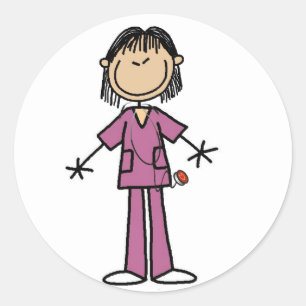 Sticker Rond Infirmière asiatique féminine en bonhomme allumett