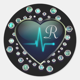 Sticker Rond Infirmière autocollante pour coeurs et bijoux EKG