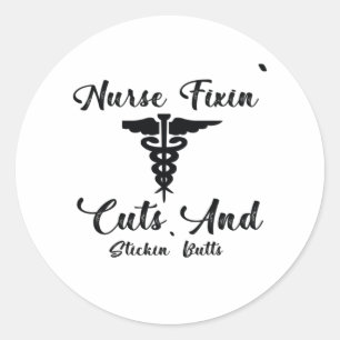 Sticker Rond Infirmière Cadeau Infirmière Fixe Coupes Et Bouton