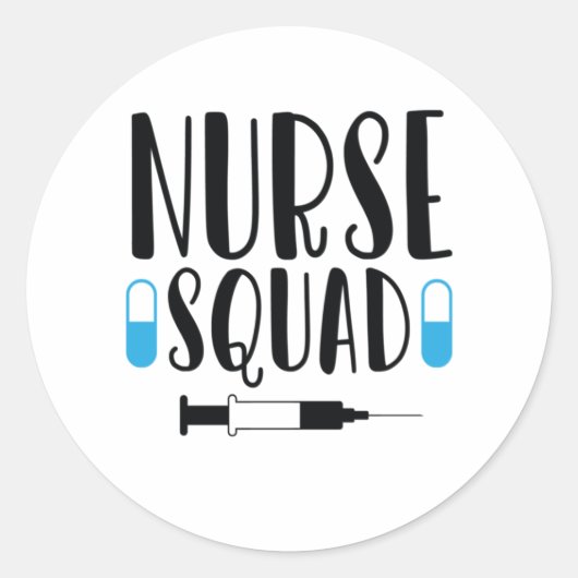 Sticker Rond Infirmière Cadeau Infirmière Squad (Devant)