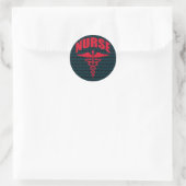 Sticker Rond Infirmière Caduceus Red (Sac)