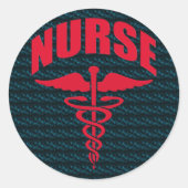 Sticker Rond Infirmière Caduceus Red (Devant)