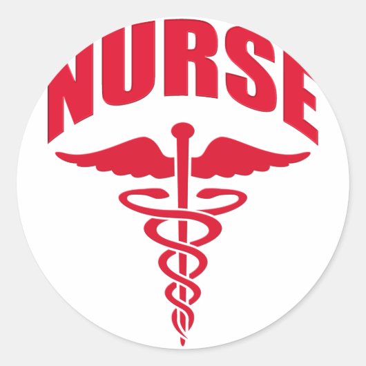 Sticker Rond Infirmière Caduceus Red (Devant)