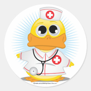 Sticker Rond Infirmière Canard