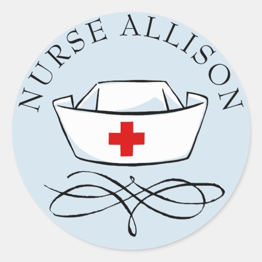 Sticker Rond Infirmière Casquette Ajouter un nom (Devant)