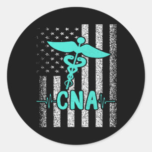 Sticker Rond Infirmière certifiée Cna Istant American Flag V